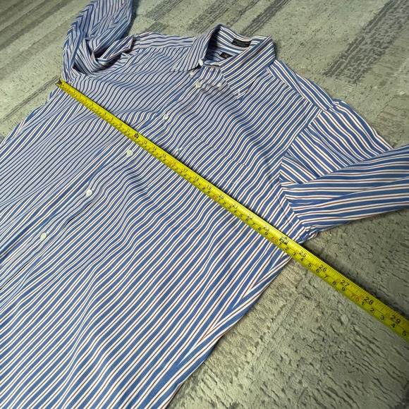 Faconnable Mens Red Blue White Striped Button Down Shirt Long Sleeve 5 16.5 R - Picture 8 of 9